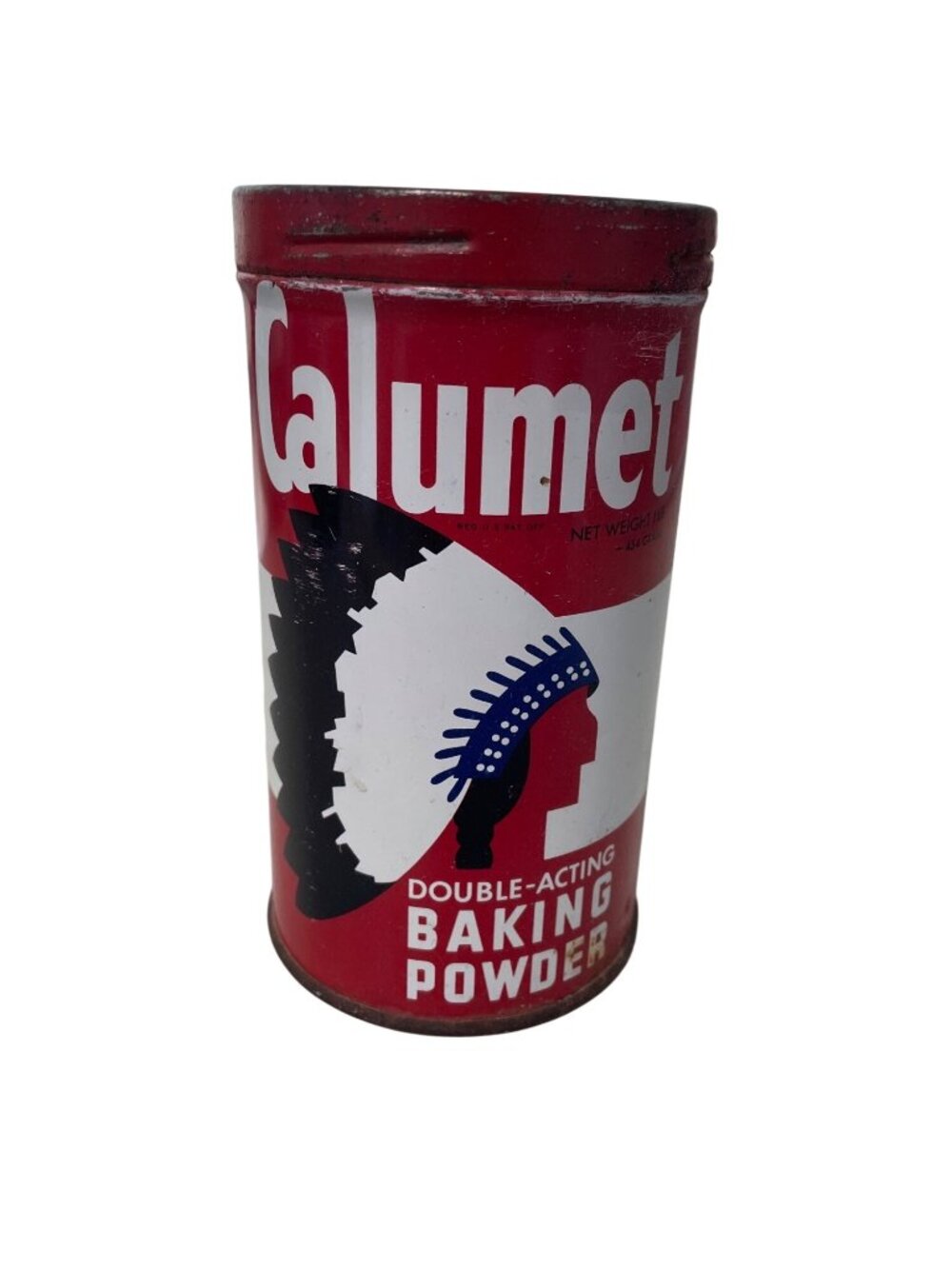 Calumet Double Acting Baking Powder Tin Vintage Collectible Metal Container Red